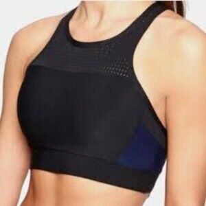 Athleta BONAIRE Sports Bra/Bikini Top Hybrid Rated UPF 50+ Size Large Black/Navy